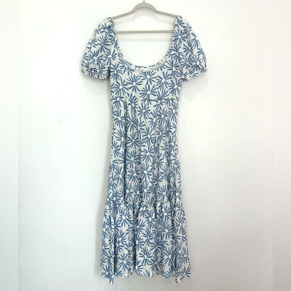 Polo Ralph Lauren Kai Floral Linen Midi Dress In Blue - Picture 7 of 9